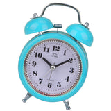 Silent Bedside Double Twin Bell Alarm Clock with Nigth Light Function Blue