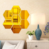 3D Mirror Hexagon Vinyl DIY Wall Sticker Removable Decal Home Decor Gold S