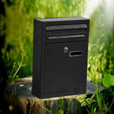 Outdoor Security Locking Mailbox Letterbox Postbox Newspaper Box Black