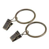 Max 12 Pieces Metal Curtains Drapery Rings with Clips Bronze 32mm
