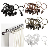 Max 12 Pieces Metal Curtains Drapery Rings with Clips Bronze 32mm