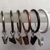 Max 12 Pieces Metal Curtains Drapery Rings with Clips Bronze 32mm
