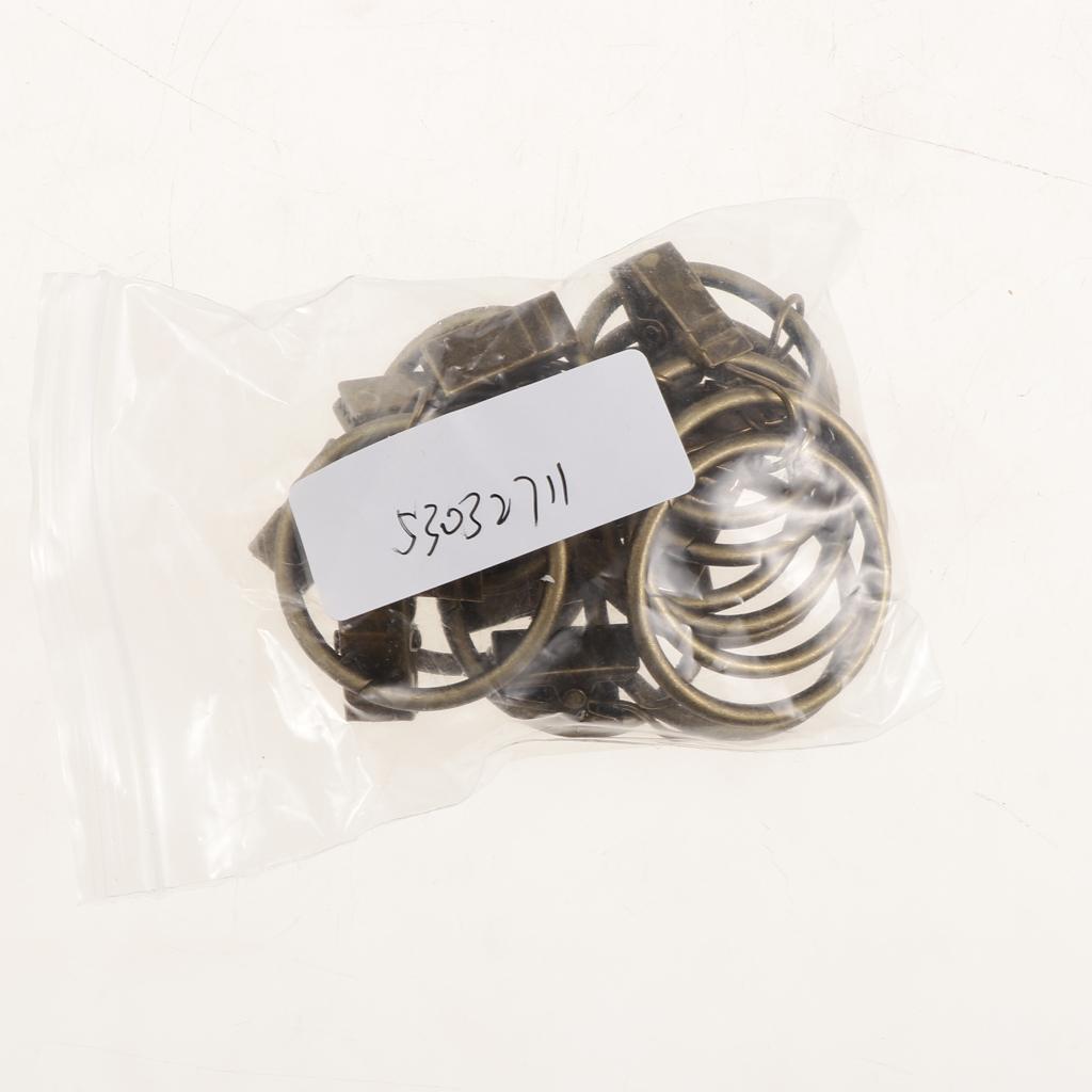 Max 12 Pieces Metal Curtains Drapery Rings with Clips Bronze 32mm