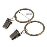 Max 12 Pieces Metal Curtains Drapery Rings with Clips Bronze 32mm
