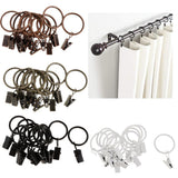 Max 12 Pieces Metal Curtains Drapery Rings with Clips Bronze 32mm