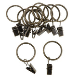 Max 12 Pieces Metal Curtains Drapery Rings with Clips Bronze 32mm