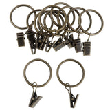 Max 12 Pieces Metal Curtains Drapery Rings with Clips Bronze 32mm