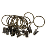 Max 12 Pieces Metal Curtains Drapery Rings with Clips Bronze 32mm