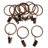 Max 12 Pieces Metal Curtains Drapery Rings with Clips Copper 32mm