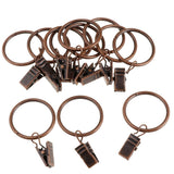 Max 12 Pieces Metal Curtains Drapery Rings with Clips Copper 32mm