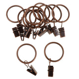 Max 12 Pieces Metal Curtains Drapery Rings with Clips Copper 32mm