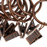Max 12 Pieces Metal Curtains Drapery Rings with Clips Copper 32mm