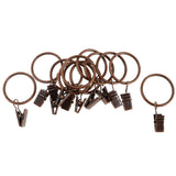 Max 12 Pieces Metal Curtains Drapery Rings with Clips Copper 32mm