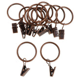 Max 12 Pieces Metal Curtains Drapery Rings with Clips Copper 32mm