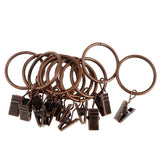Max 12 Pieces Metal Curtains Drapery Rings with Clips Copper 32mm