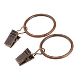 Max 12 Pieces Metal Curtains Drapery Rings with Clips Copper 32mm