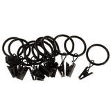 Max 12 Pieces Metal Curtains Drapery Rings with Clips Black Porcelain 32mm
