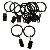 Max 12 Pieces Metal Curtains Drapery Rings with Clips Black Porcelain 32mm