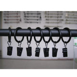 Max 12 Pieces Metal Curtains Drapery Rings with Clips Black Porcelain 32mm