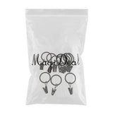 Max 12 Pieces Metal Curtains Drapery Rings with Clips Black Porcelain 32mm