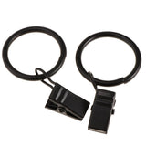 Max 12 Pieces Metal Curtains Drapery Rings with Clips Black Porcelain 32mm