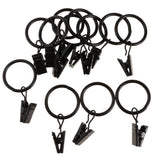 Max 12 Pieces Metal Curtains Drapery Rings with Clips Black Porcelain 32mm