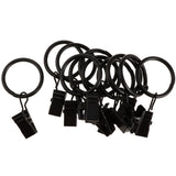 Max 12 Pieces Metal Curtains Drapery Rings with Clips Black Porcelain 32mm