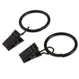 Max 12 Pieces Metal Curtains Drapery Rings with Clips Black Porcelain 32mm