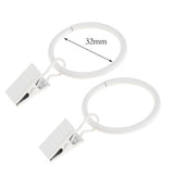 Max 12 Pieces Metal Curtains Drapery Rings with Clips White Porcelain 32mm