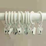 Max 12 Pieces Metal Curtains Drapery Rings with Clips White Porcelain 32mm