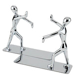 Pair Kungfu Man Book End Holder Desktop Book Stand for Home Decor Silver