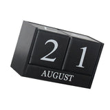 Wooden Perpetual Calendar Desktop Block Wood Calendar for Home OFfice Black