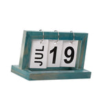 Max Practical Wooden Flip Chart Perpetual Calendar DIY Desktop Calendar Blue