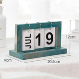 Max Practical Wooden Flip Chart Perpetual Calendar DIY Desktop Calendar Blue
