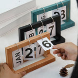 Max Practical Wooden Flip Chart Perpetual Calendar DIY Desktop Calendar Blue