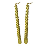 2pcs Twisted Spiral Christmas Taper Wax Candle Candlelight Dinner Decor Gold