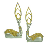 Maxbell 1 Pair of Europe Style Resin Deer Figurines 3D Animal Statue Ornament Gold