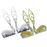 Maxbell 1 Pair of Europe Style Resin Deer Figurines 3D Animal Statue Ornament Gold