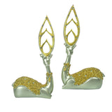Maxbell 1 Pair of Europe Style Resin Deer Figurines 3D Animal Statue Ornament Gold