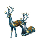 Couple Deer Ornament Resin Furnshing Decorations for Christmas Blue