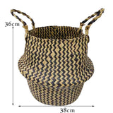 Max Foldable Storage Basket Straw Woven Flower Basket Flowerpot Garden Planter 2