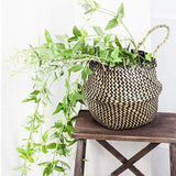 Max Foldable Storage Basket Straw Woven Flower Basket Flowerpot Garden Planter 2