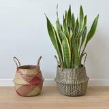 Max Foldable Storage Basket Straw Woven Flower Basket Flowerpot Garden Planter 2
