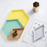 Maxbell Polygon Combination Fruit Plate Geometric Shape Snack Storage Tray Apricot L