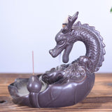 Maxbell Ceramic Backflow Incense Burner Dragon Incense Holder Buddhist Censer