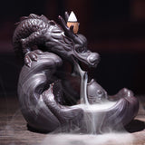 Maxbell Ceramic Backflow Incense Burner Home Decor Dragon Cones Holder Censer a