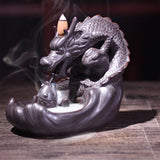 Maxbell Ceramic Backflow Incense Burner Home Decor Dragon Cones Holder Censer a