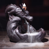 Maxbell Ceramic Backflow Incense Burner Home Decor Dragon Cones Holder Censer a
