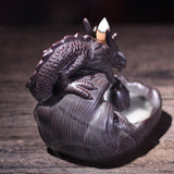 Maxbell Ceramic Backflow Incense Burner Home Decor Dragon Cones Holder Censer a