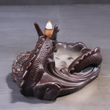 Maxbell Ceramic Backflow Incense Burner Home Decor Dragon Cones Holder Censer b
